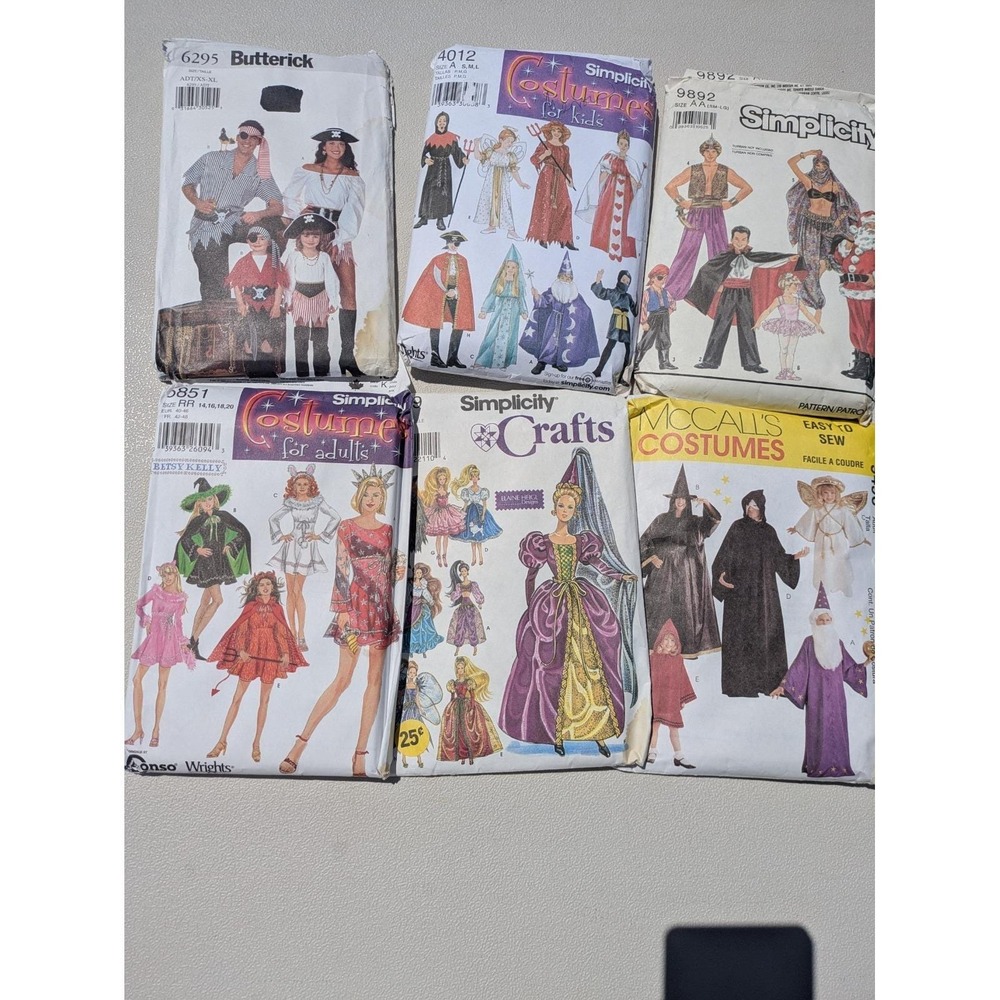 Costume Sewing Patterns Child Adult Lot 5 Pirate Princess Vampire Santa Witch - Picture 2 of 8